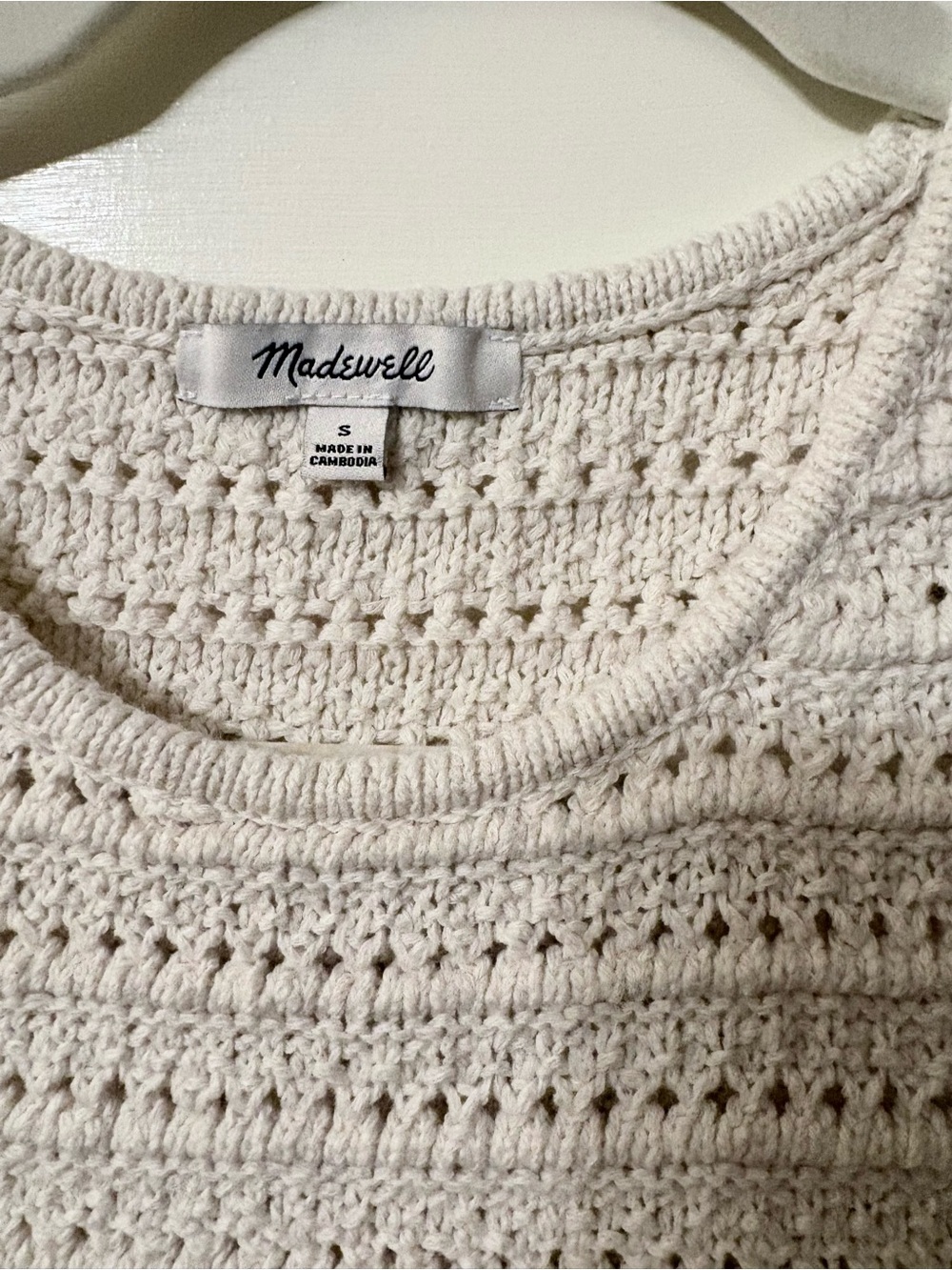 Madewell Kellen Crocheted Cream Sweater Tank with Scalloped Hem - Picture 7 of 8